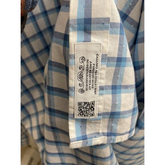 Robert Graham Mens Button Down Shirt White Blue Plaid W/Flip Up Cuff Design 1xl - Picture 10 of 10